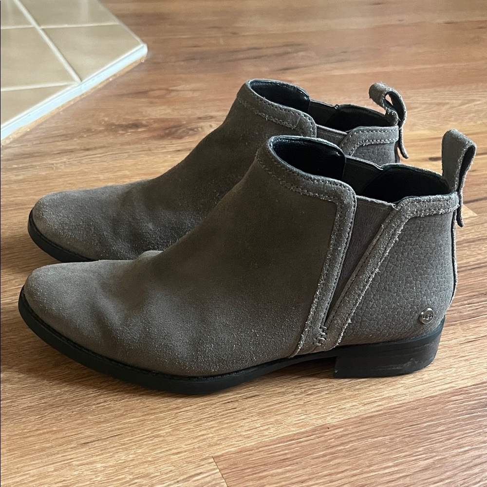 UGG Gray Suede and Leather Ankle Boots, size 6.5, EUC